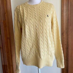 RALPH LAUREN POLO SPORT Vintage Cotton Cable Knit Yellow Sweater M